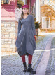 Boho Big Pockets Tie Waist V Neckline Gray Dress